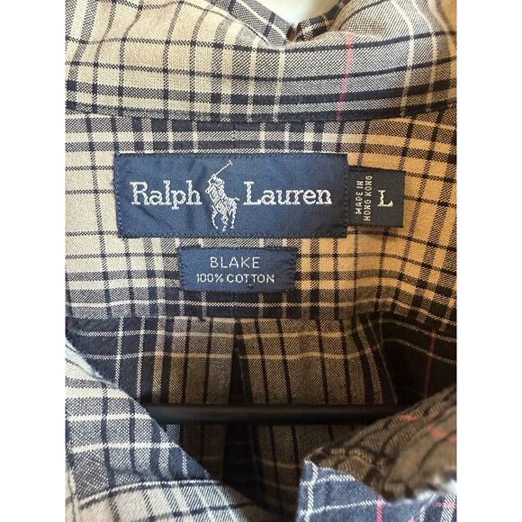 Ralph Lauren L "Blake" 100% Cotton Long Sleeve Button Down Polo Plaid Very Nice - Picture 2 of 9